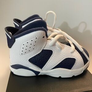 Jordan 6 Retro Toddler Sneakers White Midnight Navy Size 6C - New In Box